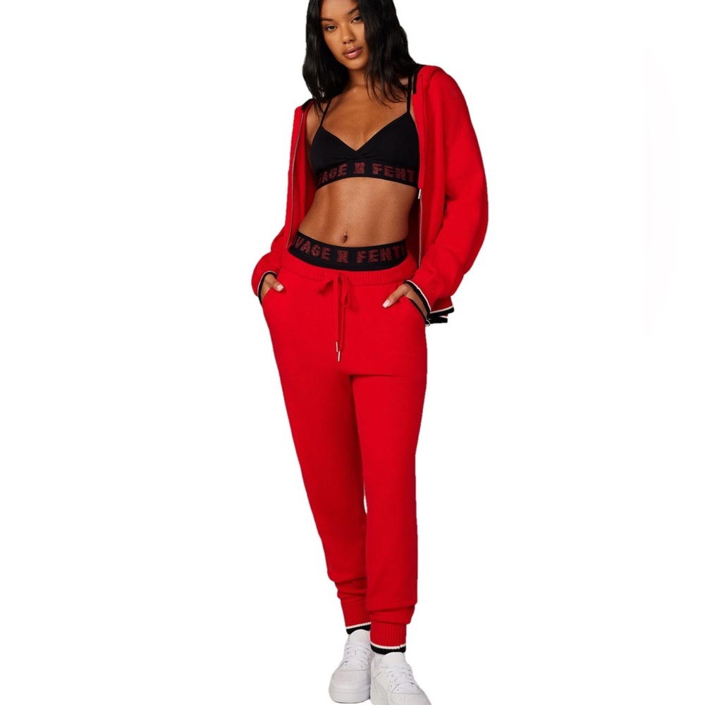 Savage X Fenty Lit Knit Leisure Jogger Pants Red Extra Small NWT Athleisure